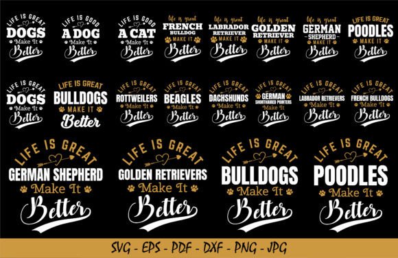 Dog Quotes SVG Tshirt Design Bundle